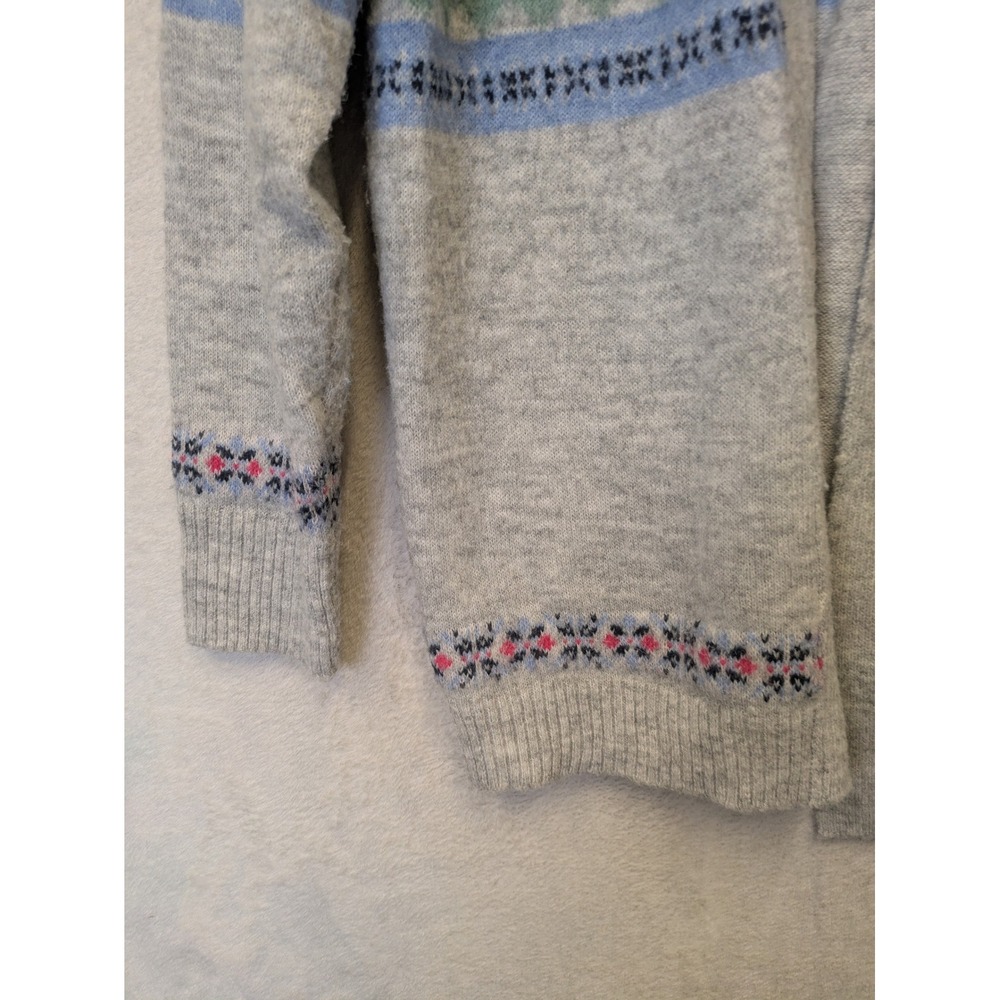 Croft & Barrow Cardigan Women's L Gray Fair Isle Open Front Sweater - Picture 2 of 8